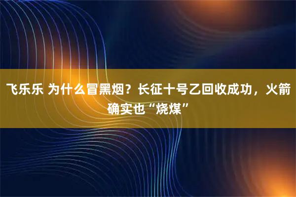飞乐乐 为什么冒黑烟？长征十号乙回收成功，火箭确实也“烧煤”